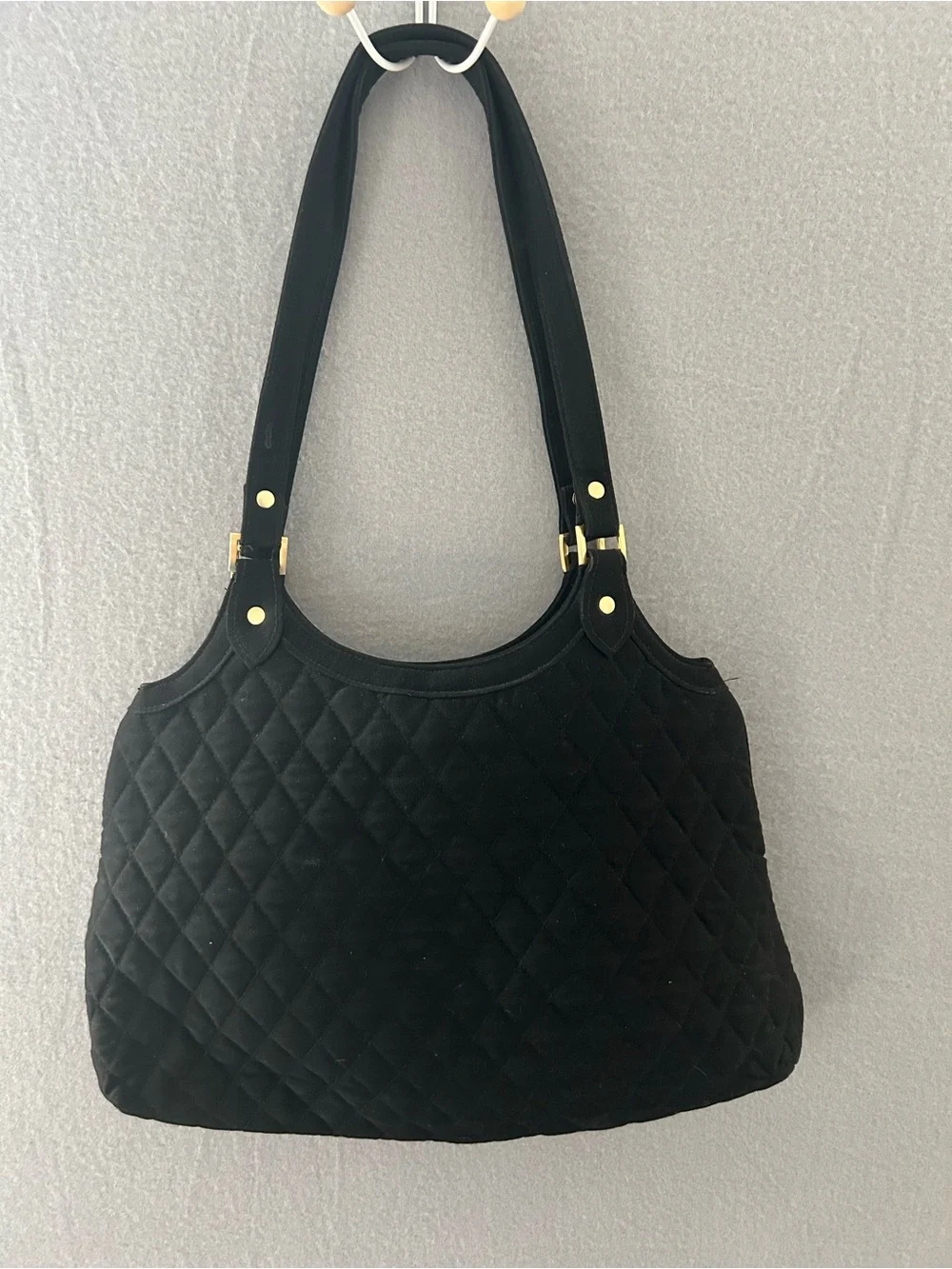 Vera Bradley black quilted shoulder hobo bag w/ diamond stitching
